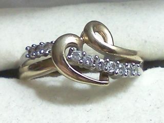 Kay Jewelers 10K Two Tone Gold 1/8** Carat t.w. Diamond Heart Ring Sz