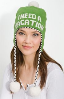 Kate Spade Need A Vacation Green Wool Cute Winter Womens Ski Hat New