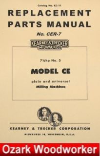 Kearney Trecker No 3 CE Milling Mach Parts Manual