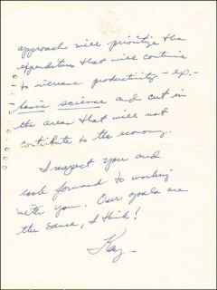 Kay Bailey Hutchison Autograph Letter Signed