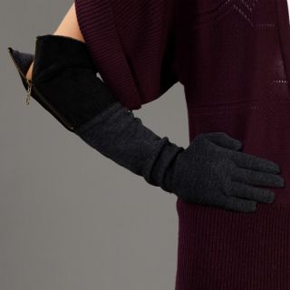 Lara Kazan Leather Zip Gloves Charcoal Black