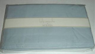 Kelly Wearstler Sferra Queen Tailored Bed Skirt Blue Cotton Percale