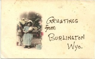 Greetings from Burlington WYO  Wyoming Glitter Postcard