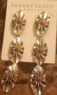 NWT $68 Kendra Scott 14K Abbott Chandelier Goldstone (Bronze) Earrings