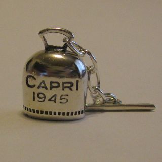 WWII 1945 San Michele Capri Bell Sterling Silver WWII Pilot Good Luck