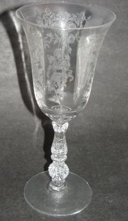  Water Wine Glass Goblet Set 6 Stem 4092 Etch 497 Rosalie Kenilworth