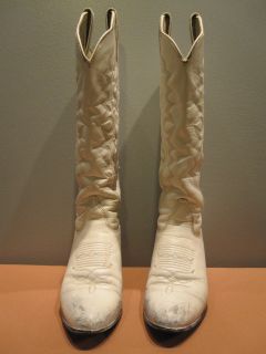 Kenny Rogers Tall White Leather Western Cowboy Boots 65