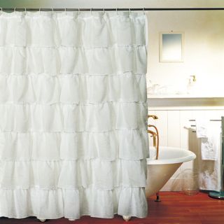 Cottage Shabby Chic White Ruffle Shower Curtain NIP