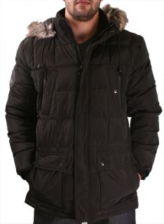 Kenneth Cole New York Mens Down Snorkel Jacket Coat Faux Fur