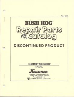 Part Manual   Bush Hog / Kewanee / Allied   245 Offset Disc Harrow