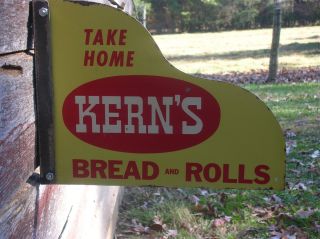 Take Home Kerns Bread and Rolls Metal Sign Originall 1950s Country