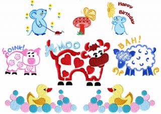 ABC Designs Baby & Kids 2 Machine Embroidery Designs 4x4 hoop 8 Cute