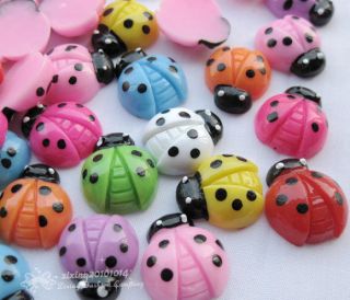  Mix Ladybug Flat Back Resin Buttons DIY Kids Crafts Decoration BT019