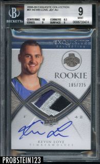 2008 09 Exquisite Collection Kevin Love RC AUTO 3 Color Patch Jersey