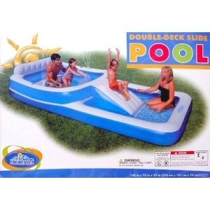 Double Deck Slide Pool Kids Childrens Inflatable Swimming Pool Summer