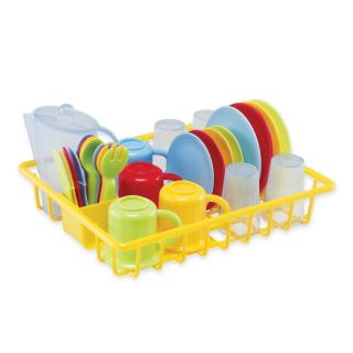 Pretend Play Dishes With Dish Drainer Kids Kitchen Accessories Toys