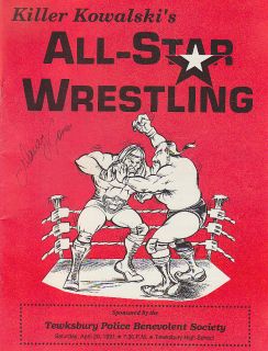 1991 Killer Kowalski All Star Wrestling Program Signed