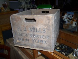 Vintage HJ Mills Wooden Crate Kinderhook NY RARE