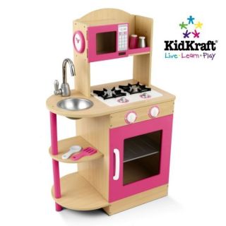 KidKraft Modern Pink Wooden Kitchen Girls Kids Play Set 53195