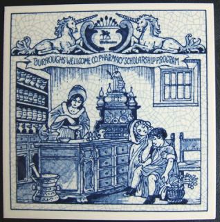 Delfts Women Pharmacists Opothecary Ceramic Tile Holland 1991