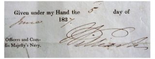 1827 Naval Appointment Signed by King William IV