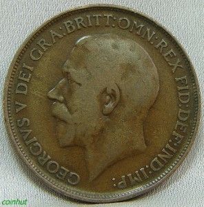 1912 Great Britain King George Penny Coin COINHUT1015