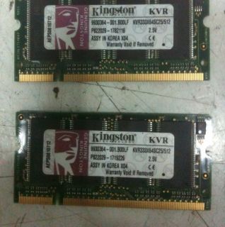 1GB 2 x 512MB DDR 333MHz PC2700 LAPTOP MEMORY Kingston KVR333X64SC25