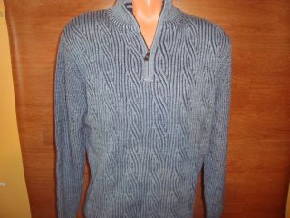 148 Mens XL Tommy Bahama Pullover Kinsley Cable 1 2 Zip Admiral Blue