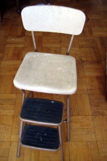 VINTAGE 50S COSTCO KITCHEN STEP STOOL Flip Chair   Mid Century FREE