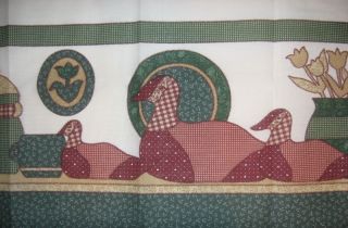 Cabin Lodge Ducks Pottery Tiers Valance Kitchen Curtains Set