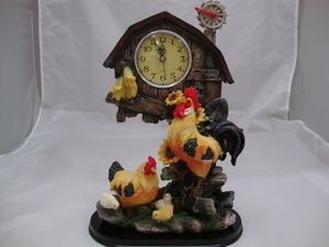 Rooster Clock Desk Kitchen Farm Animal Mantel Roosters Chicks