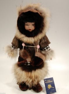 Handmade Memeluck Porcelain Alaskan Eskimo 17 Doll High Quality Real