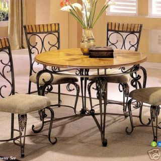 Oak Round Kitchen Set Dining Room Table Furniture Chair