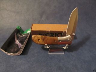 CRKT Columbia River Knife Tool Carson Burlwood Folding Knife Mint in