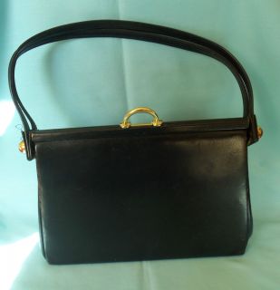 Vintage Hochschild Kohn Navy Leather Handbag