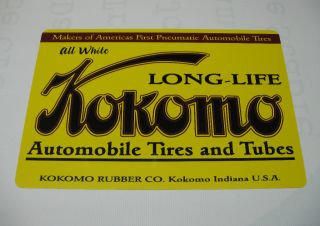 Vintage Kokomo Tires and Tubes Aluminum Sign 18X12
