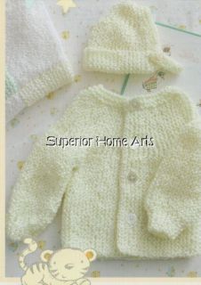 Baby Knit Crochet Patterns Christening Gown Preemie Set Booties Hat