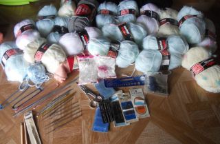 Knitting Yarn Knitting Needles and Supplies Large Lot