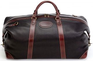Korchmar L1185 Expandable Leather Duffel Bag   LaRomana,Black w/ Root