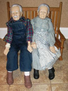 William L Wallace Jr Old Man and Old Woman Finished Porcelain Doll Set