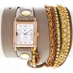 La Mer St Germain Crystal Chain Wrap Watch