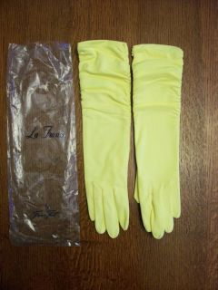Vtg La France Yellow Nylon Opera Gloves New Sz 7 5 8 5