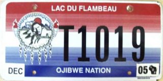 Lac du Flambeau Ojibwe Indian Nation Truck License Plate Tribal Native