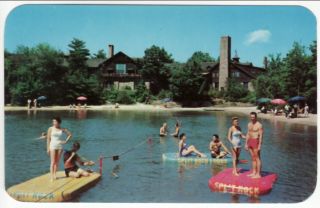 Lake Harmony PA Split Rock Lodge and Swimming Area Postcard