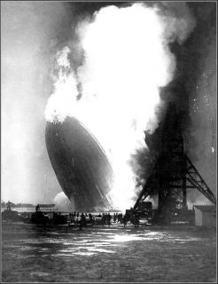Photo Hindenburg Aflame at Lakehurst RARE New View