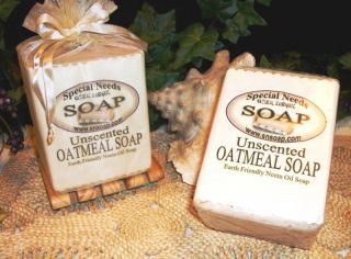 Unscented OATMEAL Handmade LOAF SOAP BUTTERMILK NEEM OIL COCOA SHEA