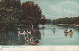 C1910 Vintage Postcard Exall Lake Paddle Boats Dallas Texas TX