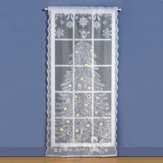Christmas Tree Lighted Lace Curtain Panel Christmas Holiday & Seasonal