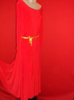 Lane Bryant Christmas Red Gold Chain Belt Stretchy Dress 18 20