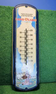 Vintage Land OLakes Tin Thermometer 27 inches Long